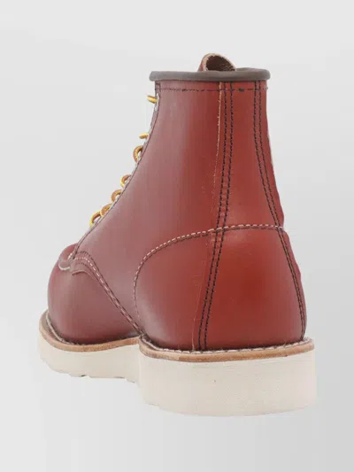 Red Wing Shoes Ankle Height Lace-up Leather Shoes In Red