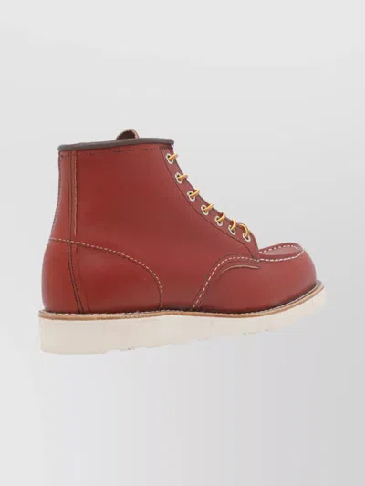 Red Wing Shoes Ankle Height Lace-up Leather Shoes In Red