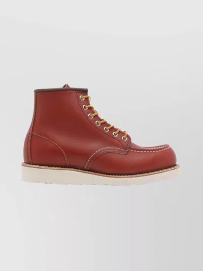 Red Wing Shoes Ankle Height Lace-up Leather Shoes In Red