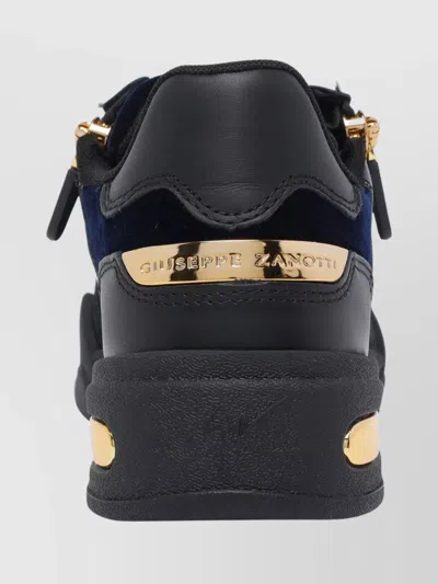 Giuseppe Zanotti Low Top Sneakers With Round Toe And Gold Accents In Black