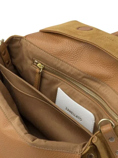 Zanellato Dotta Jones Shoulder Bag With Adjustable Strap In Brown