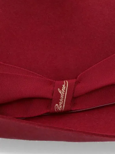 Borsalino Stylish Wide Brim Hat With Bow Detail In Red