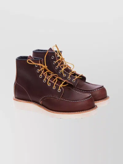 Red Wing Shoes Ankle Lace-up Moccasin Round Toe In Burgundy