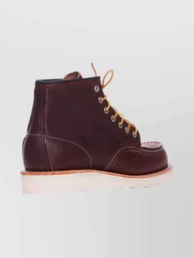 Red Wing Shoes Ankle Lace-up Moccasin Round Toe In Burgundy