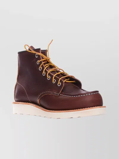 Red Wing Shoes Ankle Lace-up Moccasin Round Toe In Burgundy