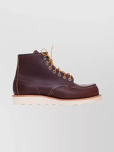 Red Wing Shoes Ankle Lace-up Moccasin Round Toe In Burgundy
