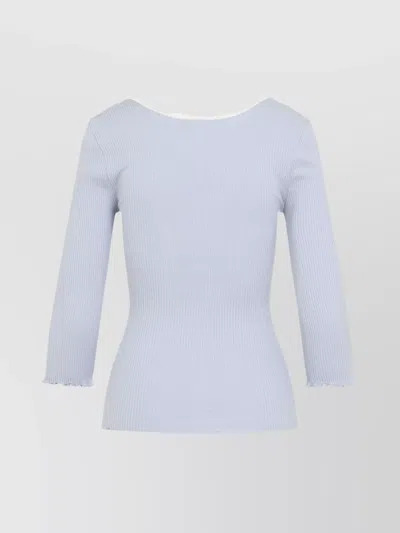 Chloé Knitwear With Contrast Trim And Scalloped Edges In Blue