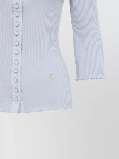 Chloé Knitwear With Contrast Trim And Scalloped Edges In Blue