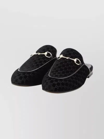 Gucci Women Princetown Gg Supreme Velvet Mule In Black