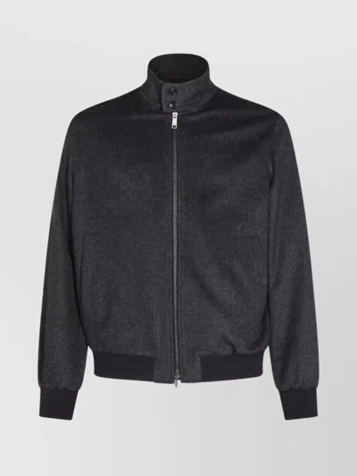 Zegna Modern High Collar Jacket Featuring Pockets In Multi
