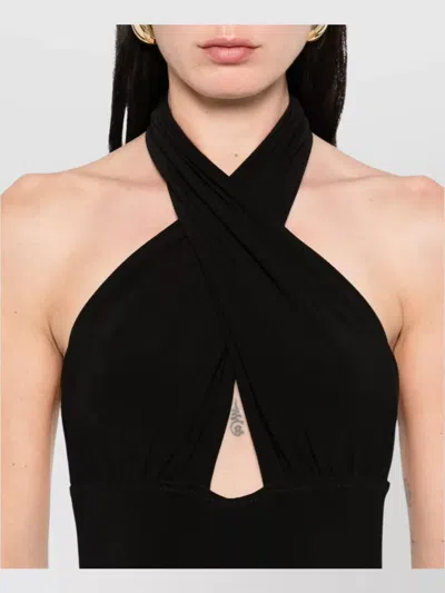 Norma Kamali Cross Halter Wide Leg Jumpsuit In Multi