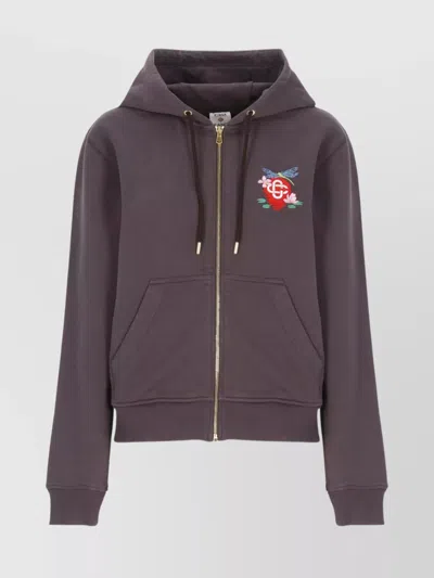 Casablanca Hooded Sweatshirt With Drawstring And Pockets In Burgundy