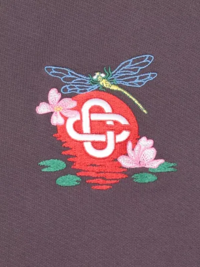 Casablanca Hooded Sweatshirt With Drawstring And Pockets In Burgundy