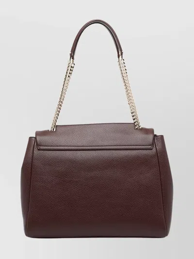 Orciani Hammered Leather Shoulder Bag With Chain-detail Strap In Brown