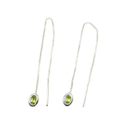 Amy Delson Jewelry Women's Green / Silver Thelma - Green Peridot Silver Threader Earrings In Multi