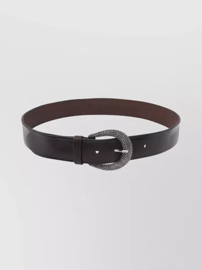 Orciani Adjustable Smooth Finish Decorative Buckle Belt In Brown