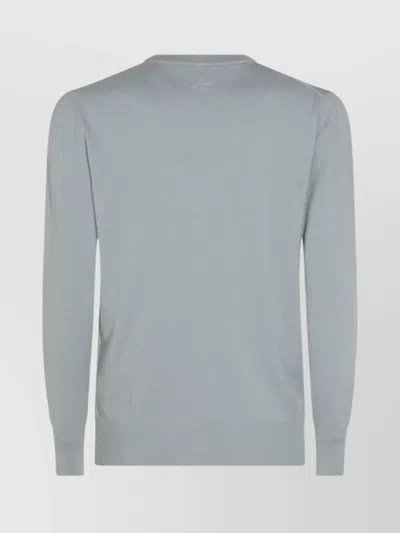 Lardini Crew Neck Long Sleeve Sweater With Ribbed Cuffs In Multi