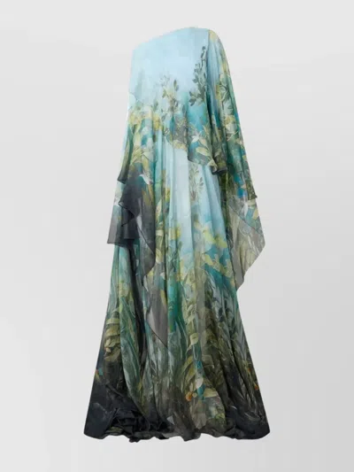 Roberto Cavalli Asymmetric Floral Print One Shoulder Dress In Multi