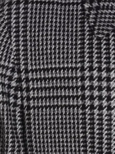 Zegna Houndstooth Pattern Coat Belted Waist In Black