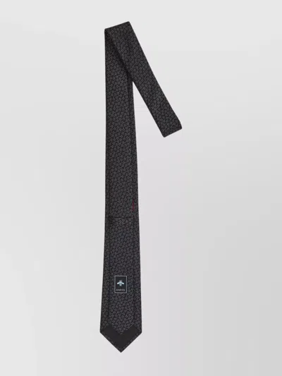 Gucci Slim Jacquard Silk Tie With Bit Pattern In Black