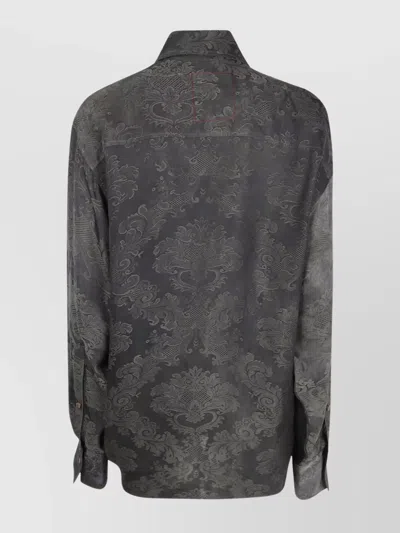 Uma Wang Long Sleeve Tie Front Patterned Top In Black