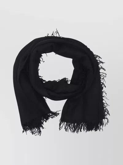 Faliero Sarti Rectangular Scarf Fringed Edges In Black