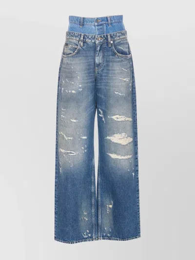 Dolce & Gabbana Wide-leg Trousers With Five Pockets And Belt Loops In Multi