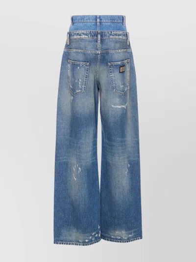 Dolce & Gabbana Wide-leg Trousers With Five Pockets And Belt Loops In Multi