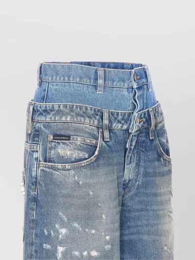 Dolce & Gabbana Wide-leg Trousers With Five Pockets And Belt Loops In Multi