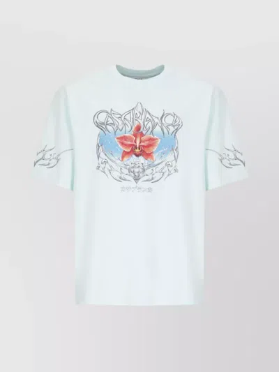 Casablanca Graphic Print Crew Neck Short Sleeve T-shirt In White