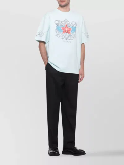 Casablanca Graphic Print Crew Neck Short Sleeve T-shirt In White