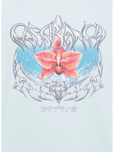 Casablanca Graphic Print Crew Neck Short Sleeve T-shirt In White