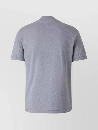 Brunello Cucinelli Short Sleeve T-shirt Contrast Collar In Blue