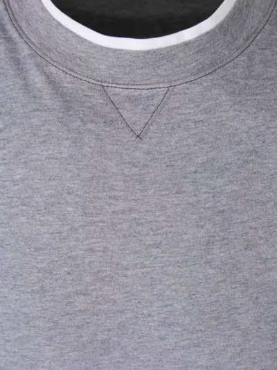 Brunello Cucinelli Short Sleeve T-shirt Contrast Collar In Blue