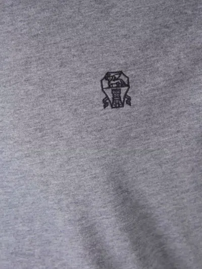 Brunello Cucinelli Short Sleeve T-shirt Contrast Collar In Blue