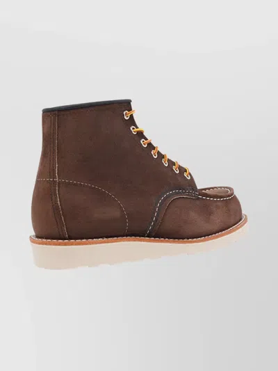 Red Wing Shoes Suede Ankle Lace-up Shoes With Round Toe In Multi