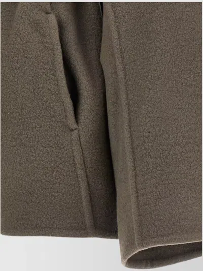 Rick Owens Asymmetric Belted Coat High Neck In Gray