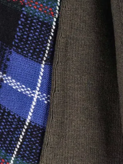 Comme Des Garçons Asymmetric Hem Long Sleeve Plaid Sweater In Brown