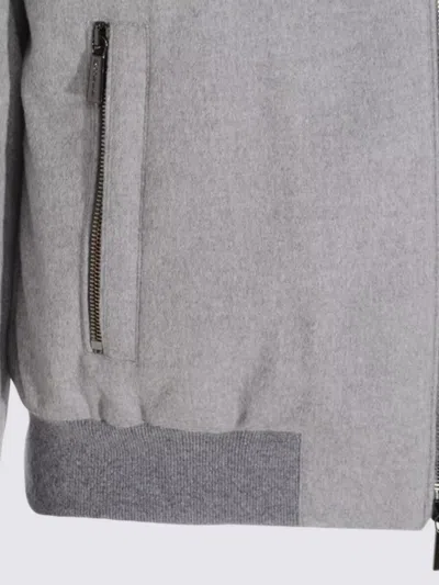 Moorer Hooded Down Jacket Zipper Pockets In Gray