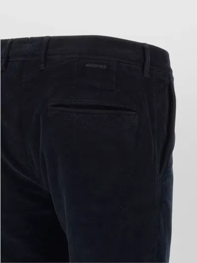 Incotex Luxe Velvet Trousers With Pockets And Loops In Black