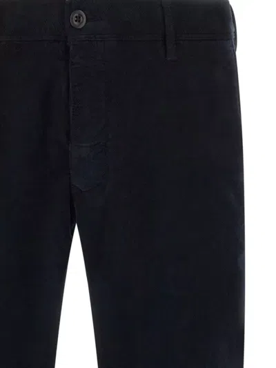 Incotex Luxe Velvet Trousers With Pockets And Loops In Black