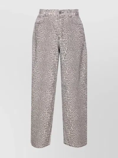 Liu •jo Animal Print Jeans With Pockets And Strass In Gray