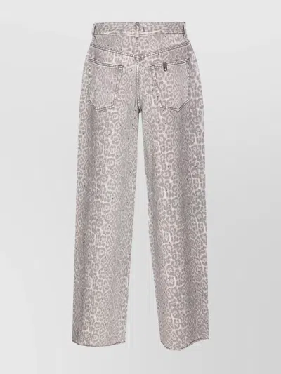 Liu •jo Animal Print Jeans With Pockets And Strass In Gray