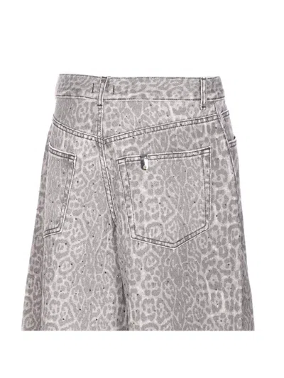 Liu •jo Animal Print Jeans With Pockets And Strass In Gray