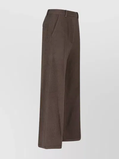 Low Classic Tailored Trousers With Pockets And Loops In Brown