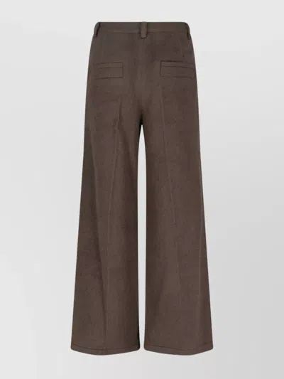 Low Classic Tailored Trousers With Pockets And Loops In Brown