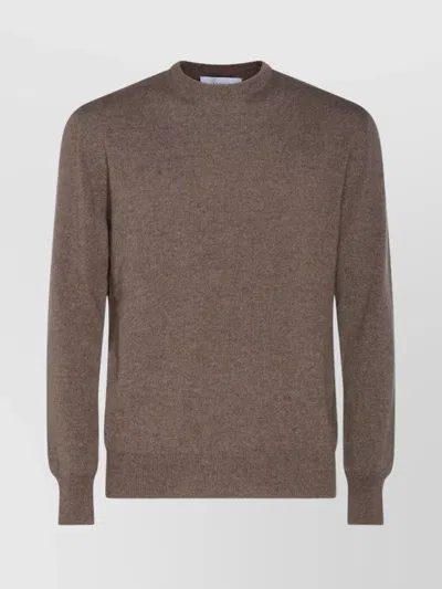 Lardini Long Sleeve Crewneck Sweater With Ribbed Cuffs And Hem In Multi