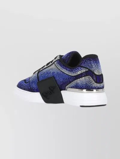 Philipp Plein Strass Embellished Low Top Sneakers In Blue