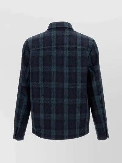 Paul Smith Checked Blazer With Button Front And Pockets In Blue