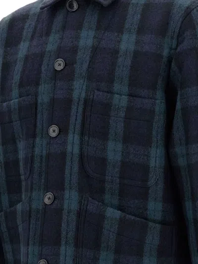 Paul Smith Checked Blazer With Button Front And Pockets In Blue